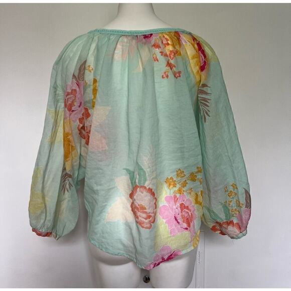 MSRP $190 Farm Rio Floral Boho Peasant Blouse Size XS M | SAME DAY SHIP - Picture 3 of 6